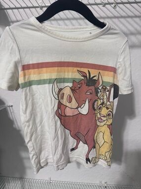 Little Sleepies White Tee with Rainbow Stripes & Lion King Characters